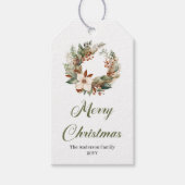 Trendy Neutral Christmas Wreath Elegant Gift Tag Cadeaulabel (Voorkant)