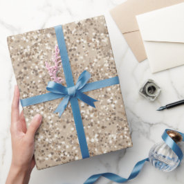 Trendy neutrale beige fijne crèmeglitterpatroon cadeaupapier
