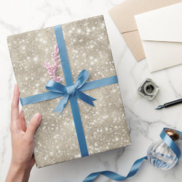 Trendy neutrale beige fijne crèmeglitterpatroon cadeaupapier