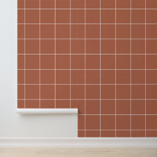 Trendy Neutrale Rood-Bruine Klei 6"Grid Behang