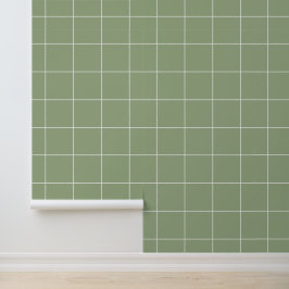 Trendy neutrale saliegroene 6" raster behang
