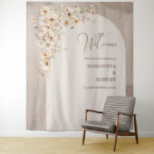 Trendy neutrale wilde bloemen boho arch bruiloft wandkleed (In situ)