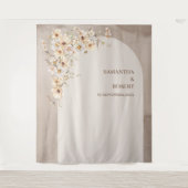 Trendy neutrale wilde bloemen boho arch bruiloft wandkleed (Voorkant)