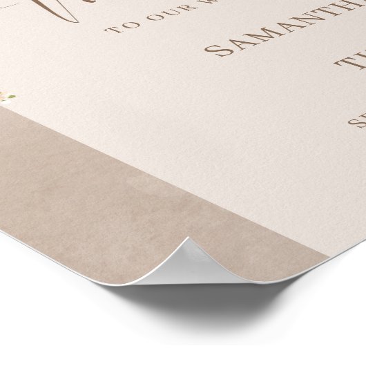 Trendy neutrale wilde bloemen ivoor boho boog poster (Hoek)