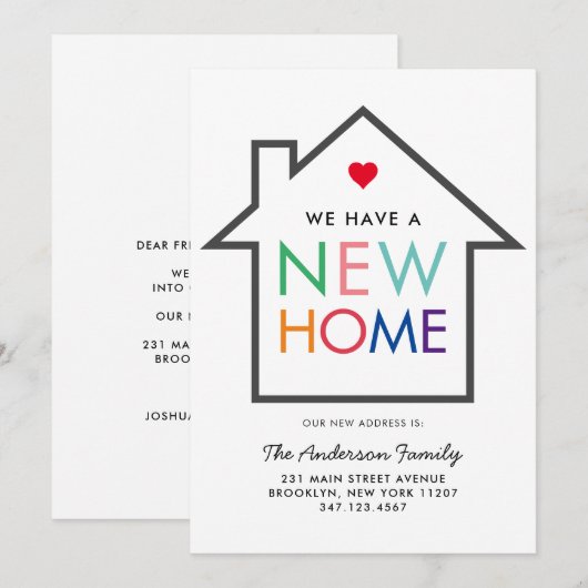 Trendy New Home Change of Address House Moving Aankondiging (Voorkant / Achterkant)