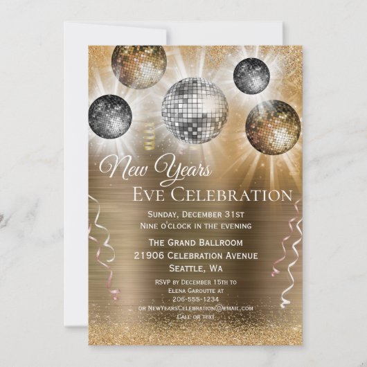 Trendy New Years Eve Invitation Kaart (Voorkant)