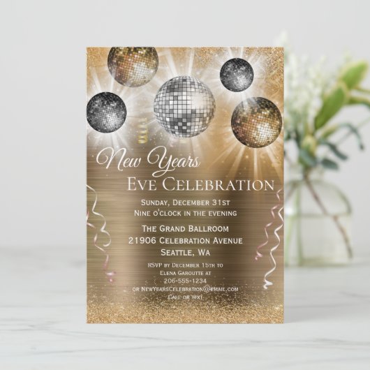 Trendy New Years Eve Invitation Kaart (Staand voorkant)