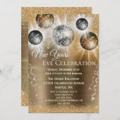 Trendy New Years Eve Invitation Kaart (Voorkant / Achterkant)