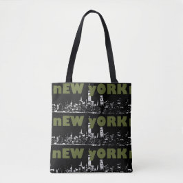 Trendy New York City NYC Night Skyline Tote Bag