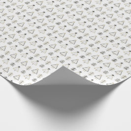 Trendy Nordic minimalistisch goud en zwarte kerst Cadeaupapier