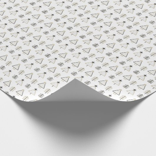 Trendy Nordic minimalistisch goud en zwarte kerst Cadeaupapier (Hoek)