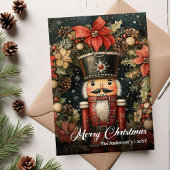 Trendy nostalgic Christmas nutcracker printable Feestdagenkaart