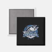 Trendy nummer 1 Opa Vissen Logo Magneet (Voorkant / Achterkant)