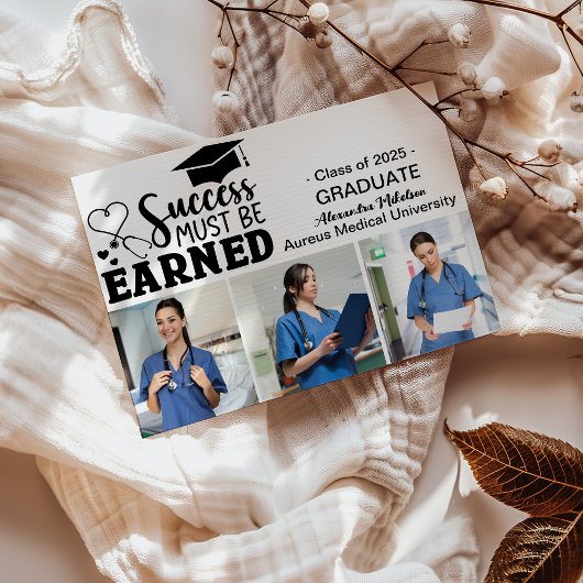 Trendy Nursing School Afstuderen 3 foto's Aankondiging