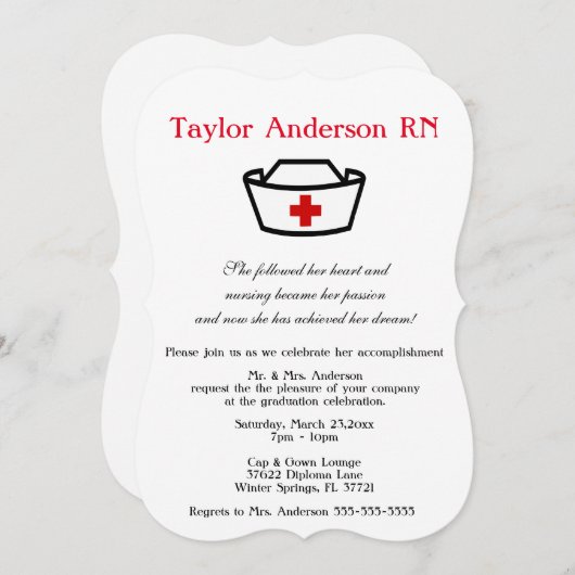Trendy Nursing School Afstuderen Aankondiging (Voorkant / Achterkant)