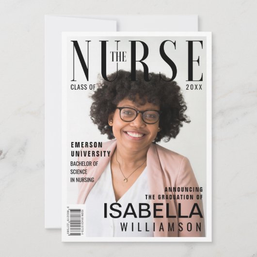 Trendy Nursing School Afstuderen fotomagazine Aankondiging (Voorkant)