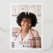 Trendy Nursing School Afstuderen fotomagazine Folie Uitnodiging (Voorkant)