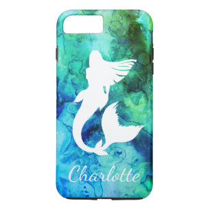 Trendy Ocean Zeemeermin Silhouet & Naam iPhone 8/7 Plus Hoesje