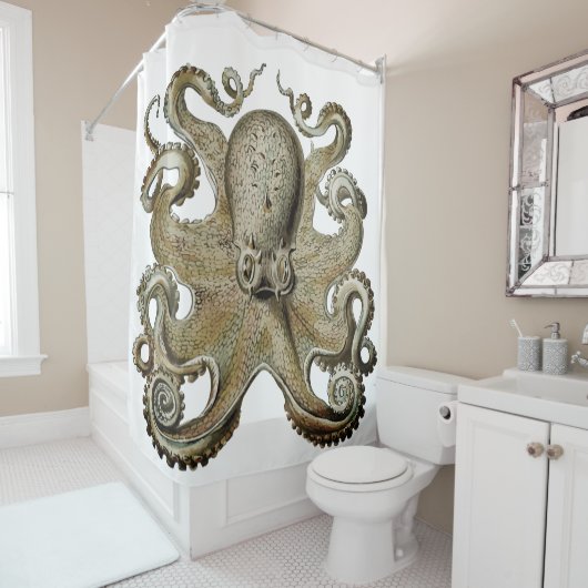 Trendy Octopus Black Shower gordtain Silver Gold Douchegordijn (In situ)