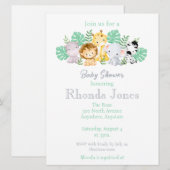 Trendy Oerwoud Dieren Waterverf baby shower Kaart (Voorkant / Achterkant)