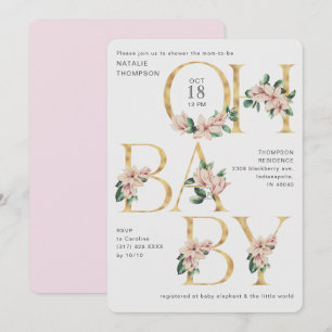 Trendy Oh Baby Magnolia Paars Blush Baby shower Kaart