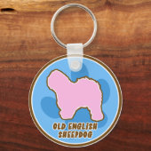 Trendy Old English Sheepdog Sleutelhanger (Voorkant)