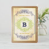 Trendy Old Hollywood Navy Copper en Green Kaart (Staand voorkant)