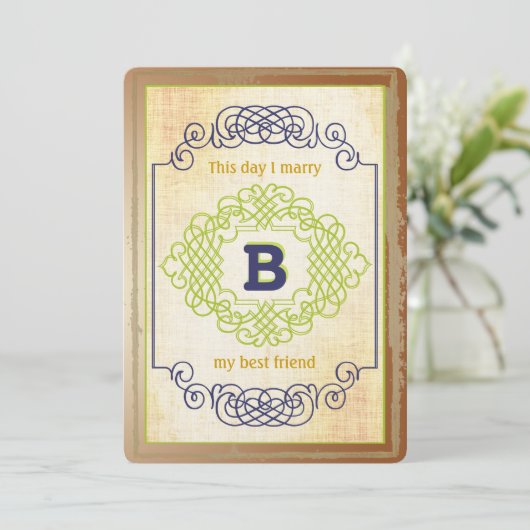 Trendy Old Hollywood Navy Copper en Green Kaart (Staand voorkant)