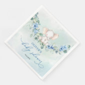 Trendy olifant blauw bloemeneucalyptus jongen baby servet (Hoek)
