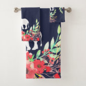 Trendy Olifanten & Waterverf Flowers Bad Handdoek (Insitu)