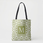 Trendy Olive Green Monogram Arrow Diamond Pattern Tote Bag (Voorkant)