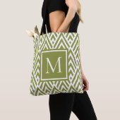 Trendy Olive Green Monogram Arrow Diamond Pattern Tote Bag (Dichtbij)