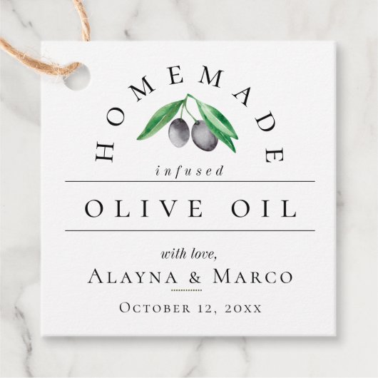 Trendy Olive Oil Wedding Bedankjes Labels (Voorkant)
