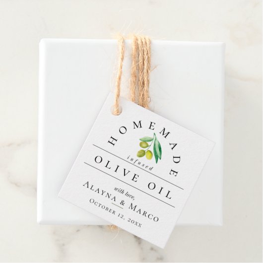 Trendy Olive Oil Wedding Bedankjes Labels (In situ)