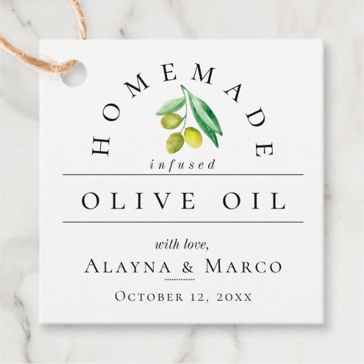 Trendy Olive Oil Wedding Bedankjes Labels (Voorkant)