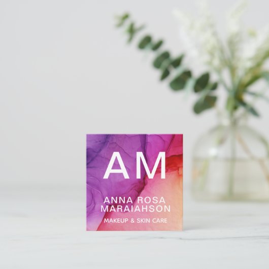 *~* Trendy Ombre Abstract Artsy QR LOGO PHOTO Vierkante Visitekaartje (Staand voorkant)