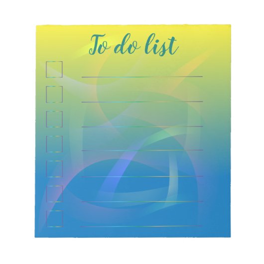 Trendy Ombre Geel aan Blauw Abstract om Lijst te d Notitieblok (Voorkant)