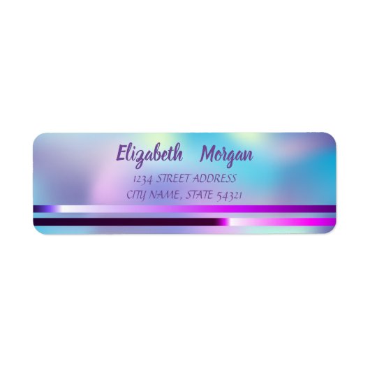 Trendy Ombre Holographic, Stripes Address Label (Voorkant)