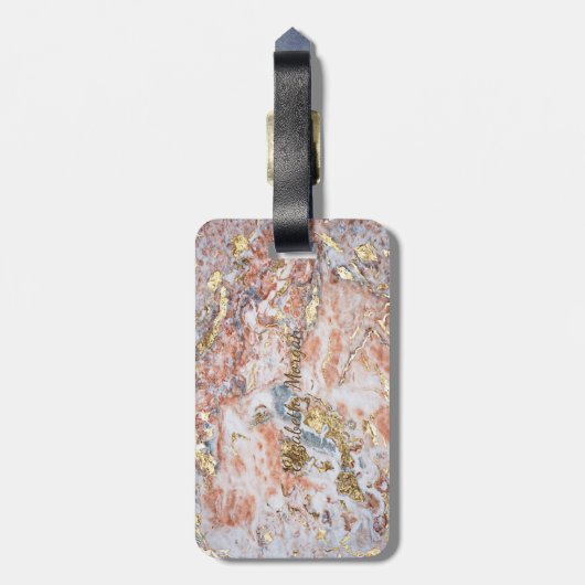 Trendy Ombre Marble, Monogram-Gepersonaliseerd Bagagelabel (Achterkant verticaal)