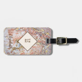 Trendy Ombre Marmer, Monogram- Gepersonaliseerd Bagagelabel (Voorkant horizontaal)