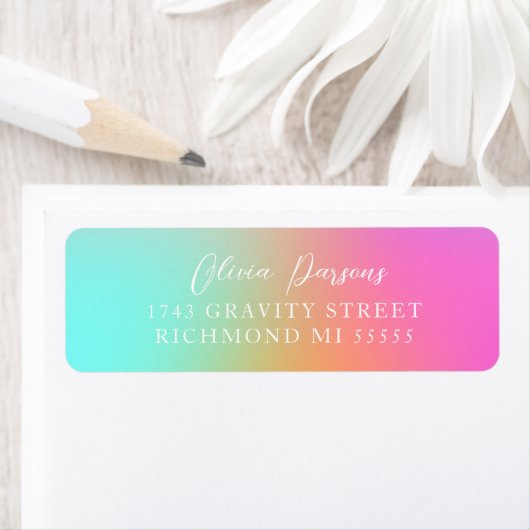 Trendy Ombre Rainbow Gradiënt Scripted Design Etiket (Insitu)