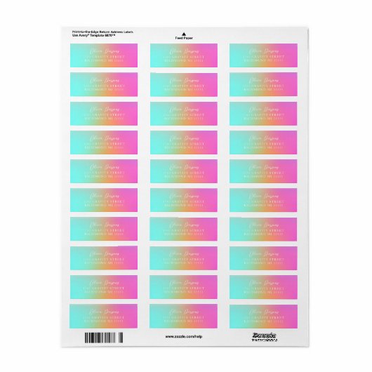Trendy Ombre Rainbow Gradiënt Scripted Design Etiket (Full Sheet)