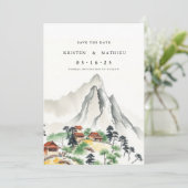 Trendy online berg save the date (Staand voorkant)