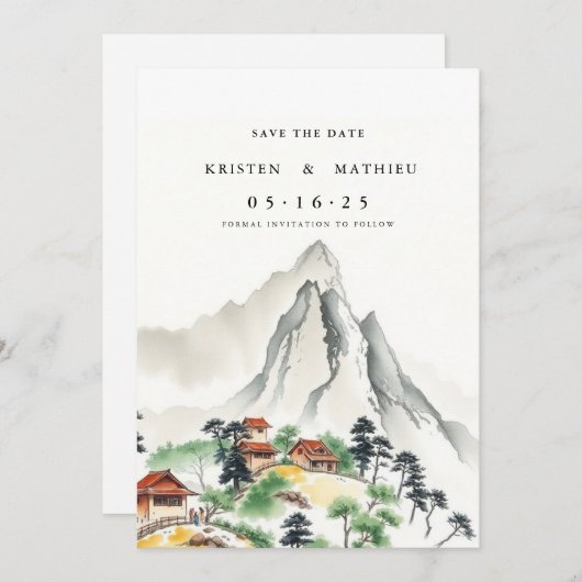 Trendy online berg save the date (Voorkant / Achterkant)