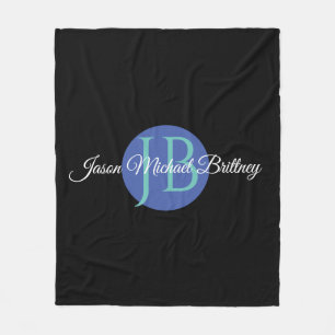 Trendy ontwerp personaliseer naam en monogram van fleece deken