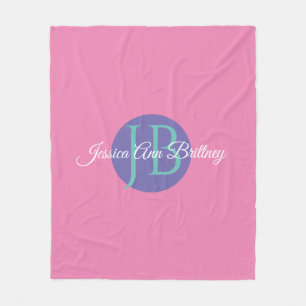 Trendy ontwerp personaliseer naam kind & monogram fleece deken