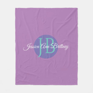 Trendy ontwerp personaliseer naam & monogram fleece deken