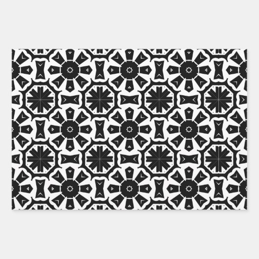 Trendy Op Art Chic Black & White Geometric Pattern Inpakpapier Vel (Voorkant 3)