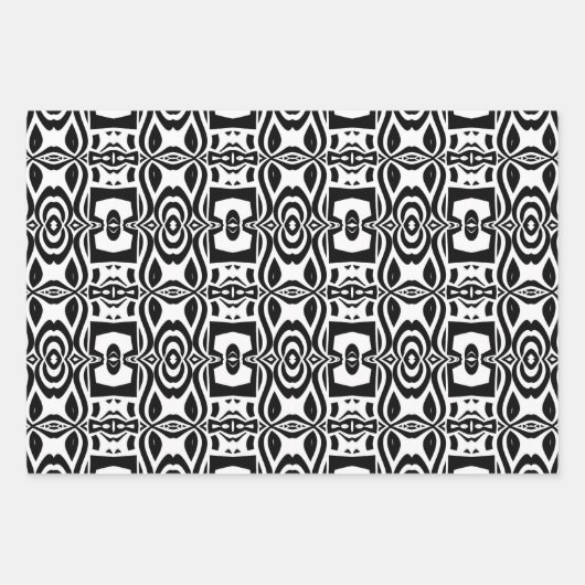 Trendy Op Art Chic Black & White Geometric Pattern Inpakpapier Vel (Voorkant 2)