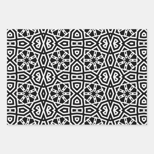 Trendy Op Art Chic Black & White Geometric Pattern Inpakpapier Vel (Voorkant)